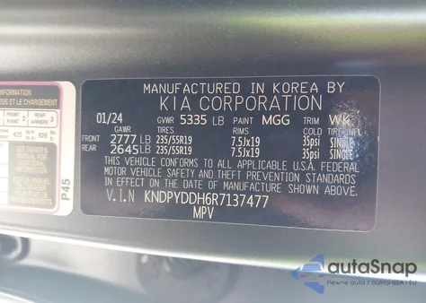 2024 Kia Sportage Plug-In Hybrid X-Line из США, поврежденный, VIN KNDPYDDH6R7137477